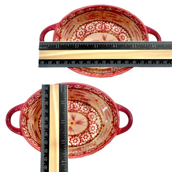 TEMPTATIONS Old World Cranberry Red 9 oz Ramekins & Serving Baskets Set of 2 EUC - Picture 13 of 14